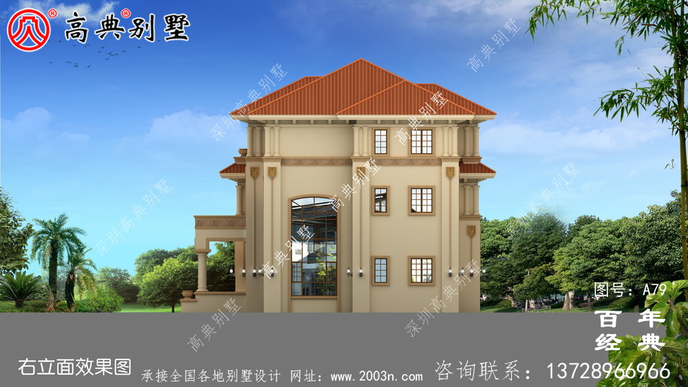 新农村建设三层带阳台中高档小别墅设计图纸_三层乡村建造房屋设计图纸