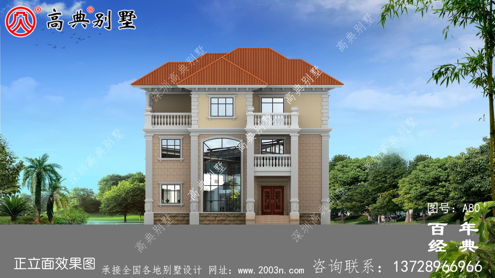 新农村三楼带阳台的别墅设计图_农村自建设计图