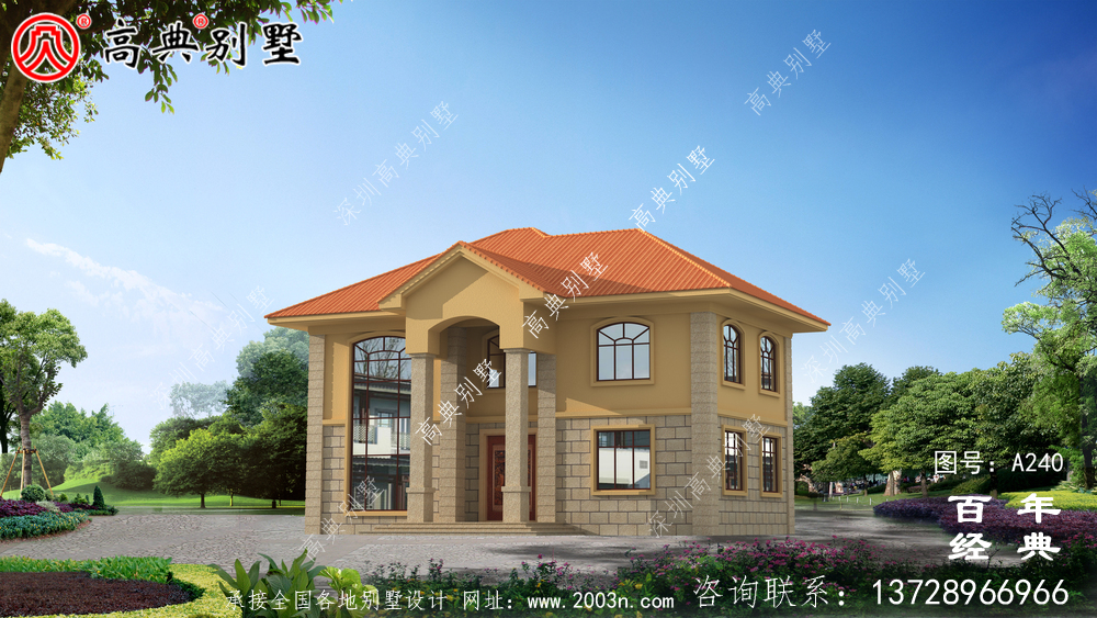 新农村建设二层带阳台私宅设计图_二层农村自建别墅设计方案