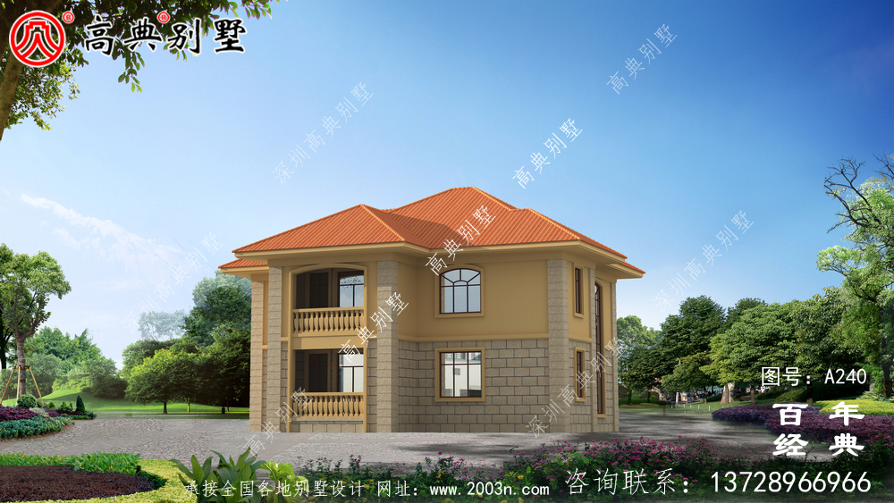 新农村建设二层带阳台私宅设计图_二层农村自建别墅设计方案