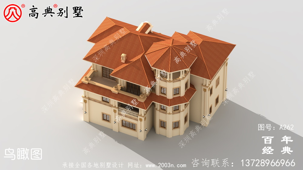 新农村建设三层带生活阳台小别墅设计图_农村房屋设计图