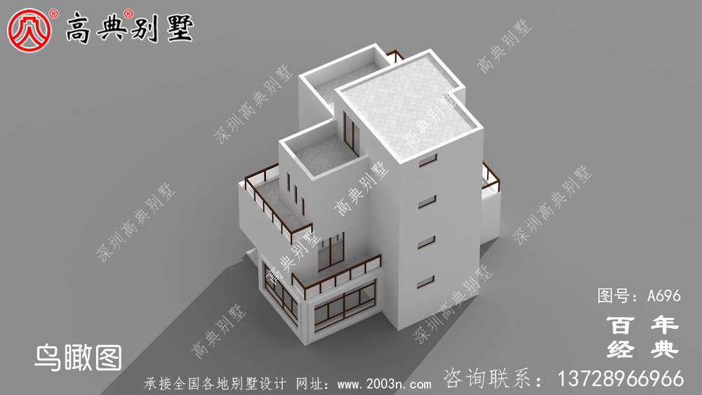 现代三层阳台别墅图纸与效果图_三层住宅设计图