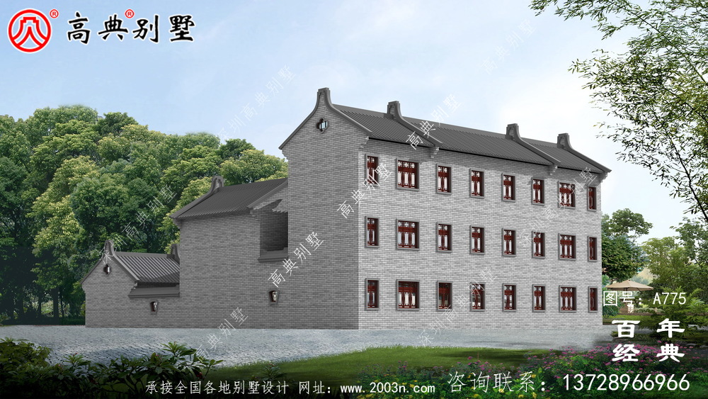 中式三层中国实用别墅设计图纸_农村三层别墅图纸