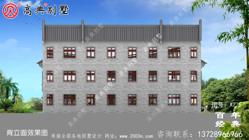 中式三层中国实用别墅设计图纸_农村三层别墅图纸