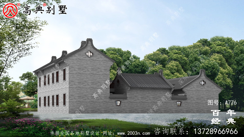 中式豪华别墅外观设计图纸_农村二层别墅图纸