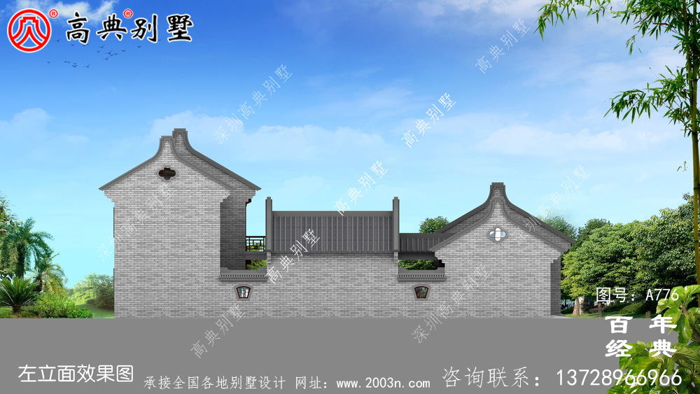 中式豪华别墅外观设计图纸_农村二层别墅图纸