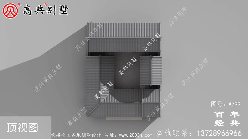 中式風格三層帶車庫別墅設計圖紙及效果圖_三層房屋設計圖紙