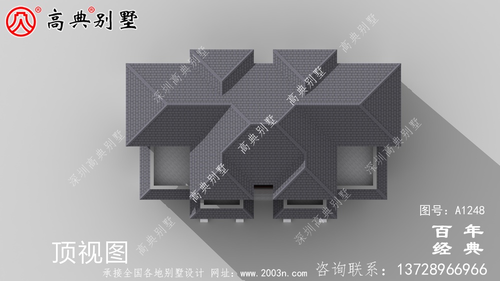 復式雙拼三層新中式別墅外觀設計效果圖_農村三層別墅設計圖紙