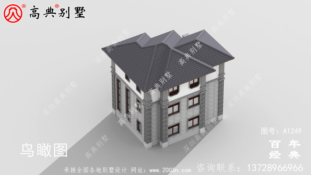 新中式三层复式农村别墅设计图纸及效果图_三层别墅外观效果图