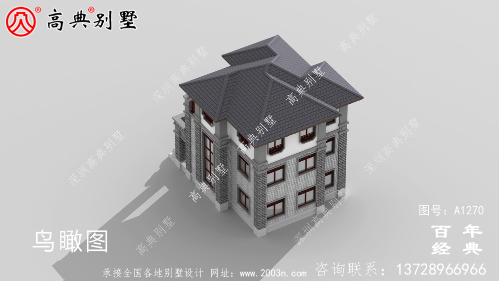 新中式简约三层农村别墅设计图纸_三层别墅图纸