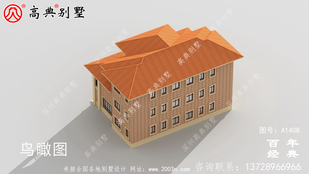 双拼平顶三层欧式别墅设计图_乡村双拼别墅工程图纸