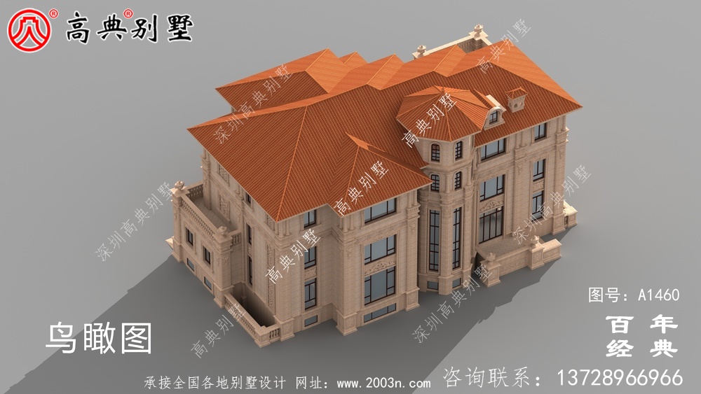三层欧式石材豪华别墅设计图_乡村别墅工程图纸