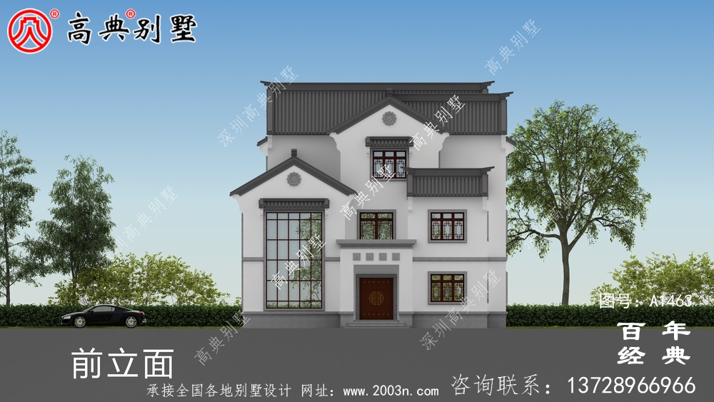 新中式三层复式别墅设计图纸_乡村别墅工程图纸