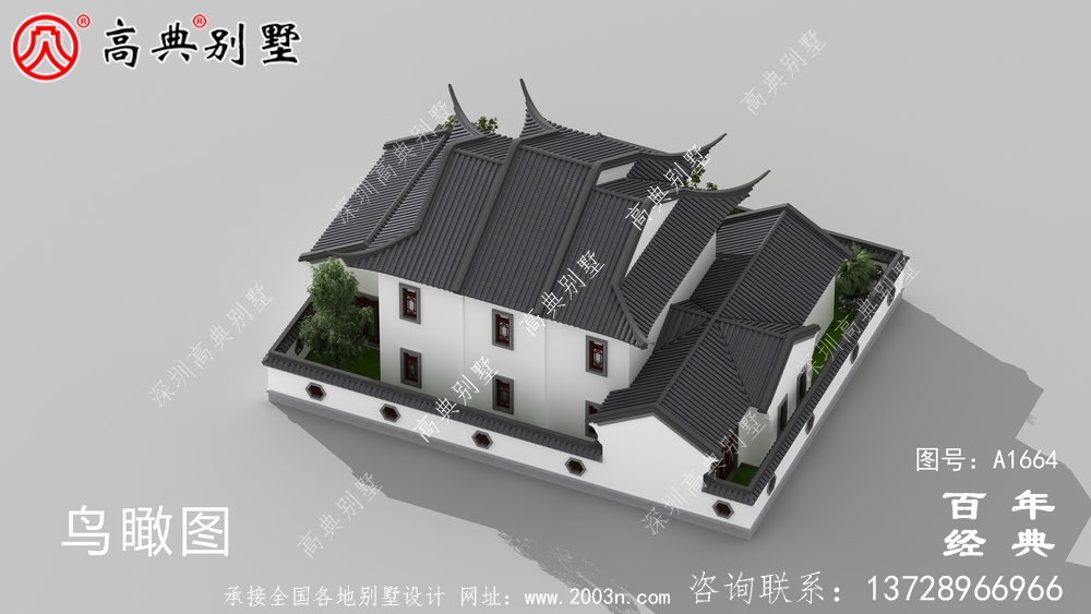中式两层苏式园林别墅设计图纸和效果图_农村两层别墅设计