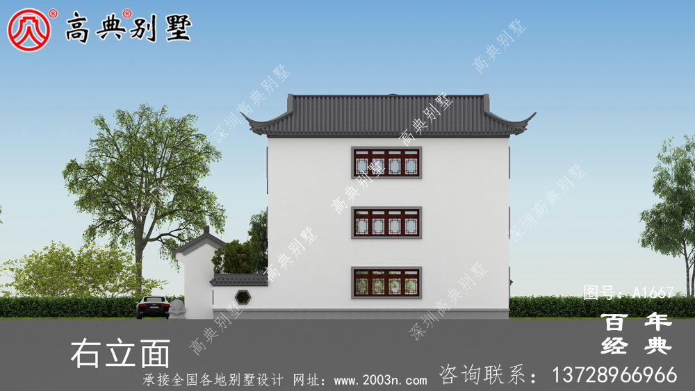 新中式三层苏式园林别墅设计图纸_乡村别墅工程图纸
