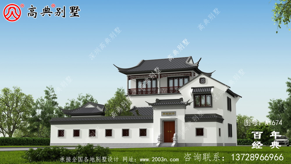 新中式三层苏式园林别墅设计图纸及效果图_农村三层别墅设计