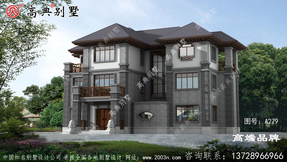 新中式三层农村别墅设计图
