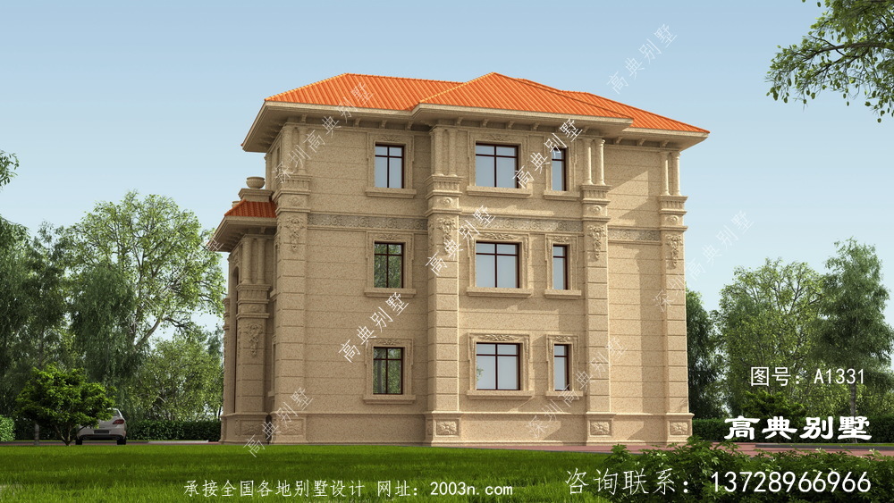 欧式风格三层石材别墅设计装修效果图